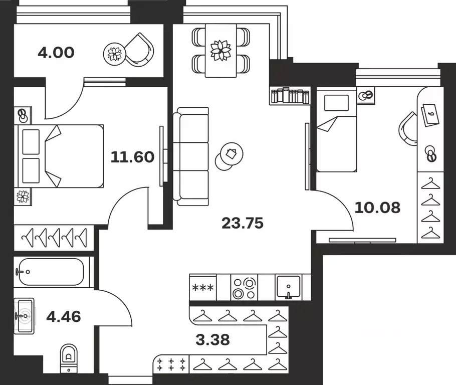 2-к кв. Тульская область, Тула Баташи Парк жилой комплекс (57.27 м) - Фото 1