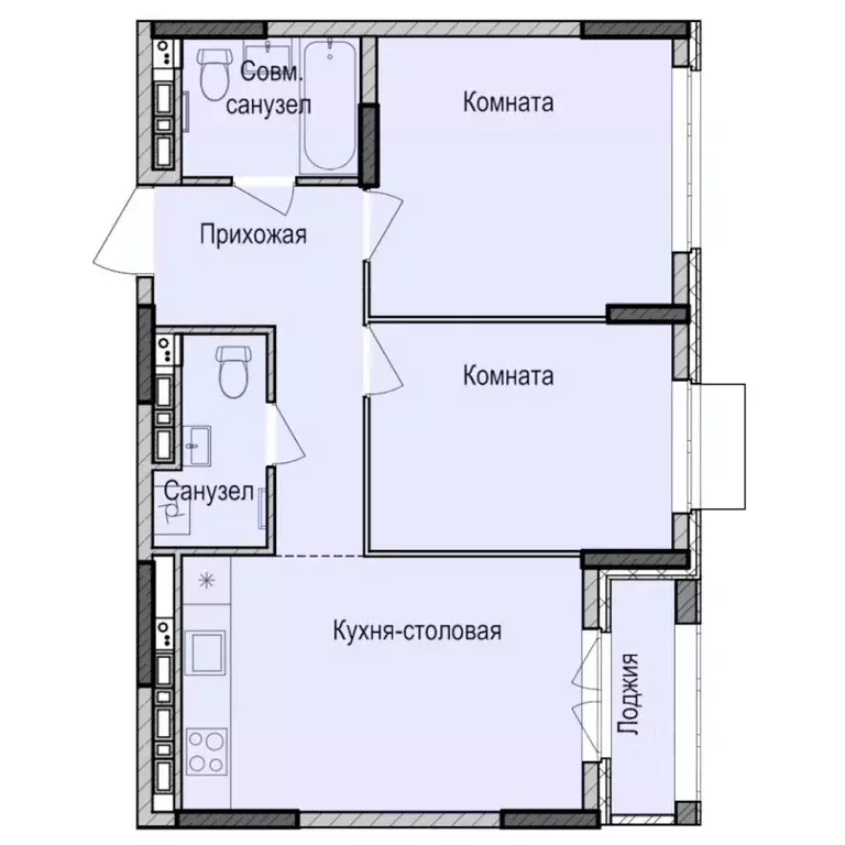 2-к кв. Удмуртия, Ижевск Карлутский жилрайон, 3-й мкр,  (55.1 м) - Фото 0
