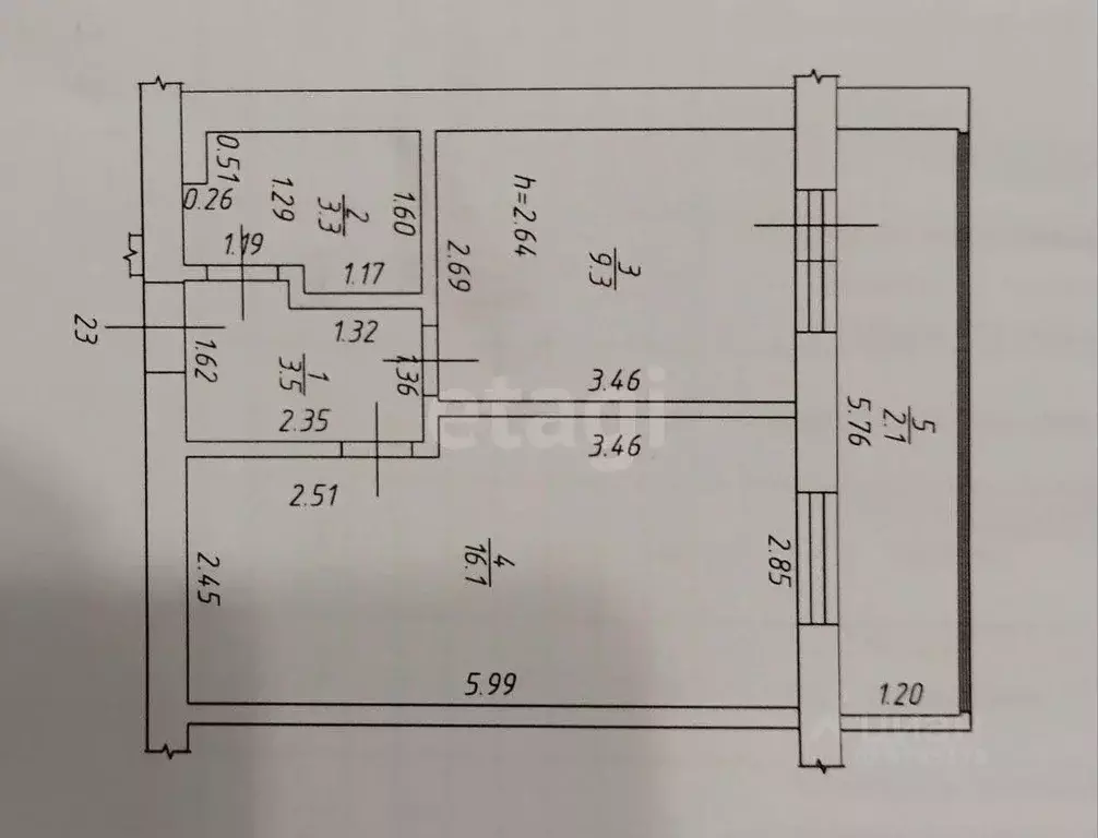 1-к кв. Татарстан, Казань проезд Яраткан, 4Б (40.0 м) - Фото 2