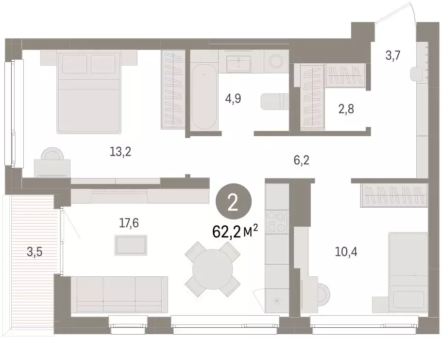 2-комнатная квартира: Челябинская область, Сосновский муниципальный ... - Фото 2