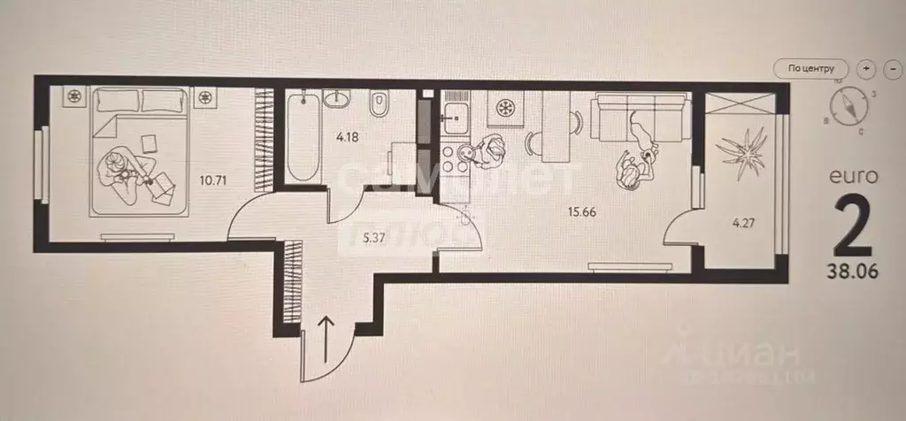 2-к кв. Липецкая область, Липецк Инстеп. Перова жилой комплекс (38.06 ... - Фото 2