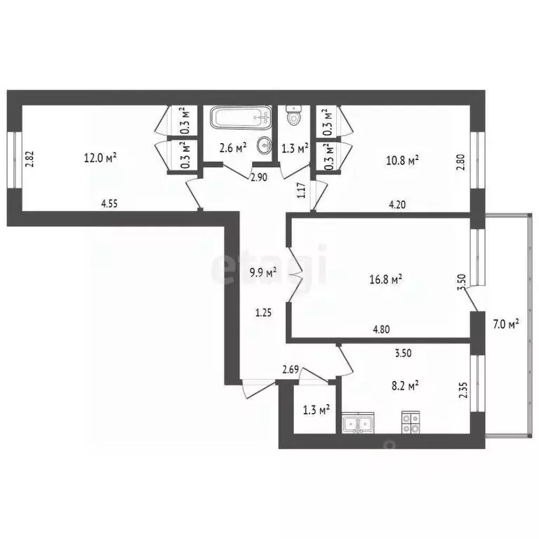 3-к кв. Калужская область, Кременки Жуковский район, Лесная ул., 3 ... - Фото 2