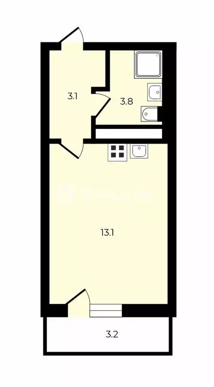 Квартира-студия: Мурино, Графская улица, 6к3 (23 м) - Фото 1