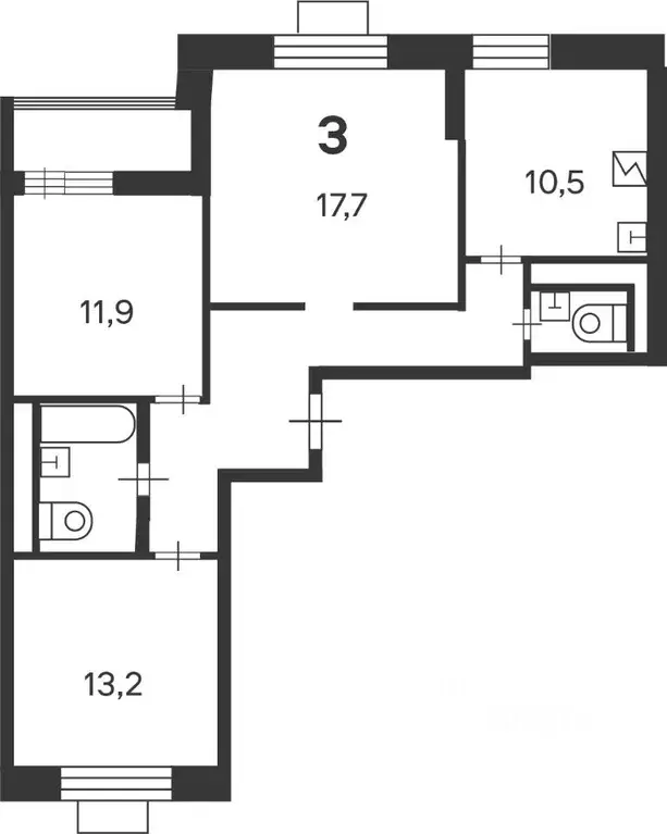 3-к кв. Москва ул. Кедрова, 16К3 (71.9 м) - Фото 2