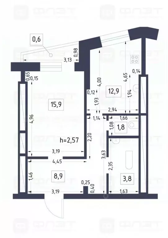 1-к кв. Татарстан, Казань ул. Максимова, 40 (43.3 м) - Фото 1