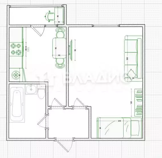 1-к. квартира, 29,7 м, 1/8 эт. - Фото 0