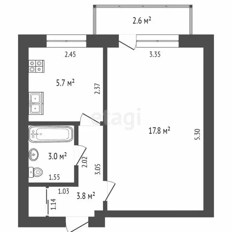 1-комнатная квартира: Ишим, улица Чехова, 102 (31 м) - Фото 0