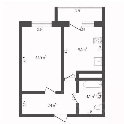 1-к кв. Ханты-Мансийский АО, Ханты-Мансийск Красногвардейская ул., 40 ... - Фото 1
