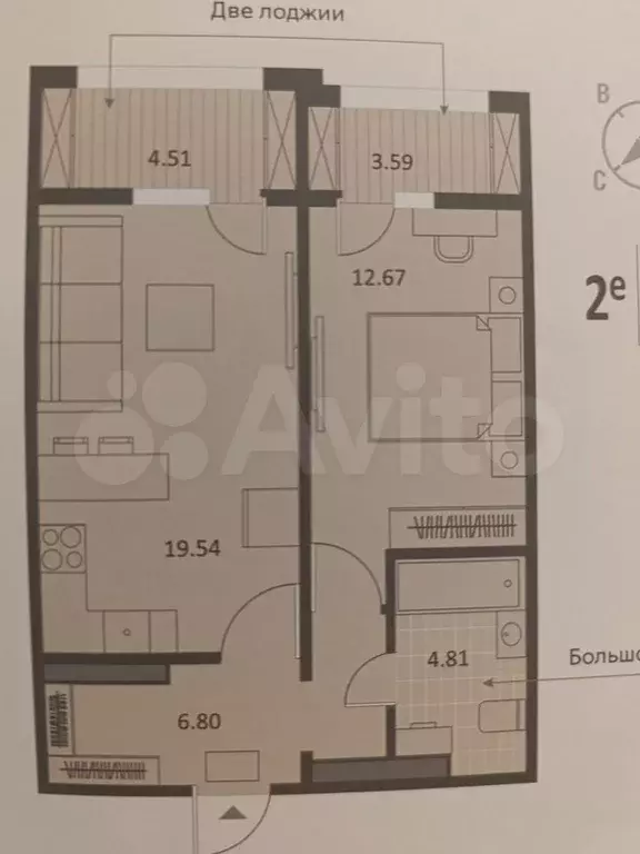 1-к. квартира, 47 м, 6/16 эт. - Фото 0