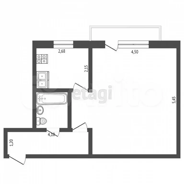 1-к. квартира, 40 м, 3/5 эт. - Фото 0