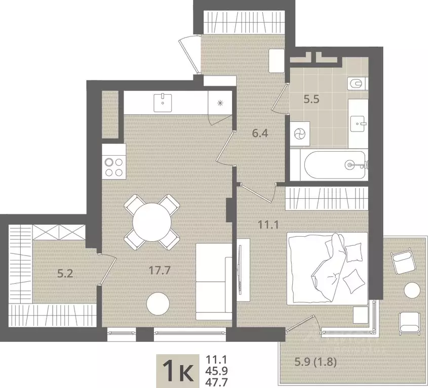 1-к кв. Калининградская область, Пионерский пос. Рыбное, Мо ре жилой ... - Фото 1