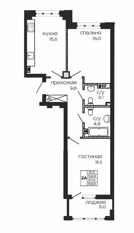 2-комнатная квартира: Ростов-на-Дону, улица Максима Горького, 297 ... - Фото 0