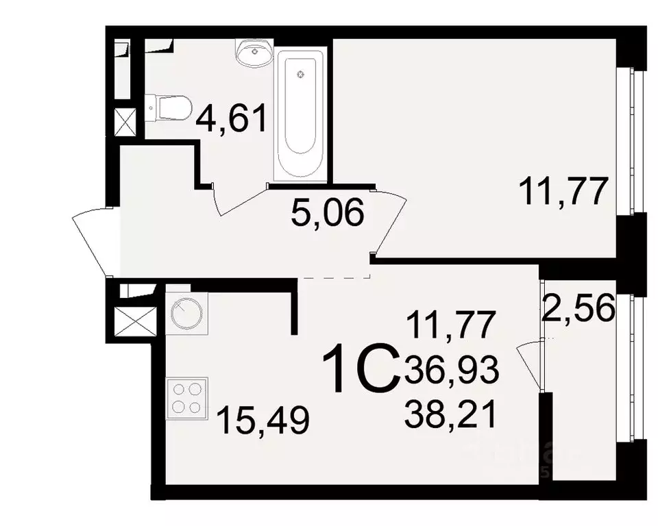 1-к кв. Рязанская область, Рязань ул. Чкалова (36.93 м) - Фото 1