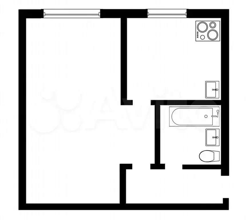 1-к. квартира, 30 м, 2/5 эт. - Фото 0