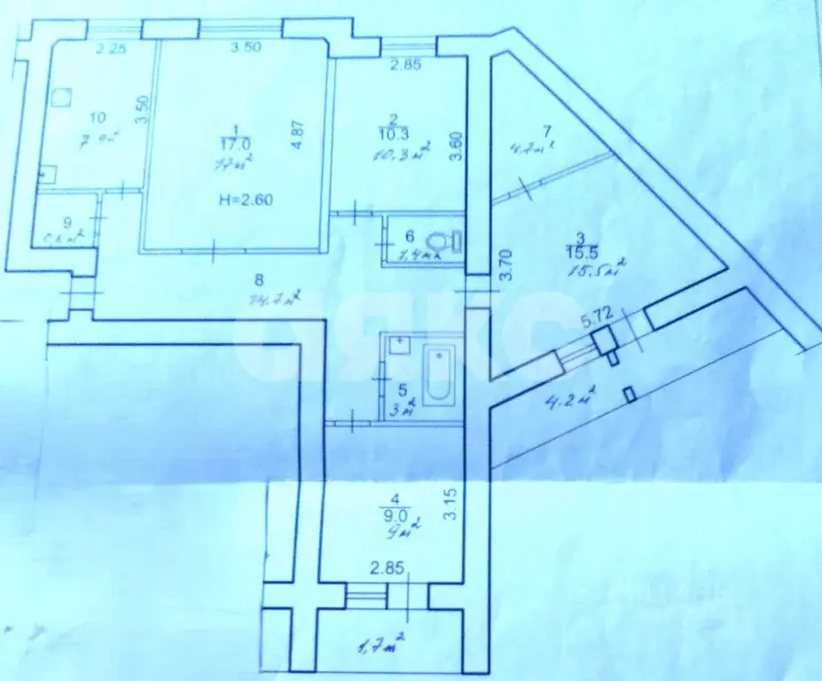 4-к кв. Волгоградская область, Волгоград ул. Менжинского, 23 (89.9 м) - Фото 2