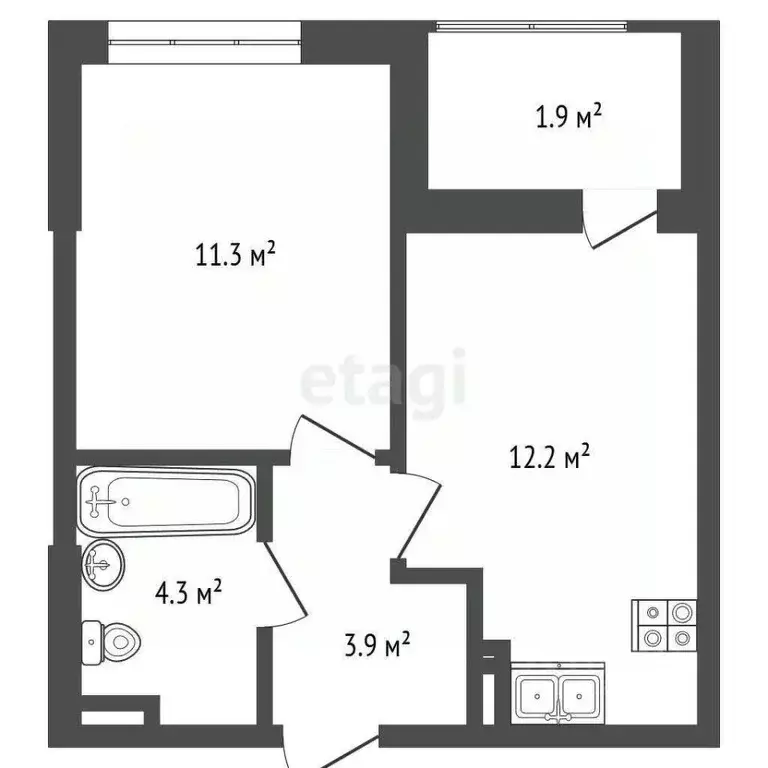 1-к кв. Москва № 160 кв-л, 1Вк3 (35.7 м) - Фото 2