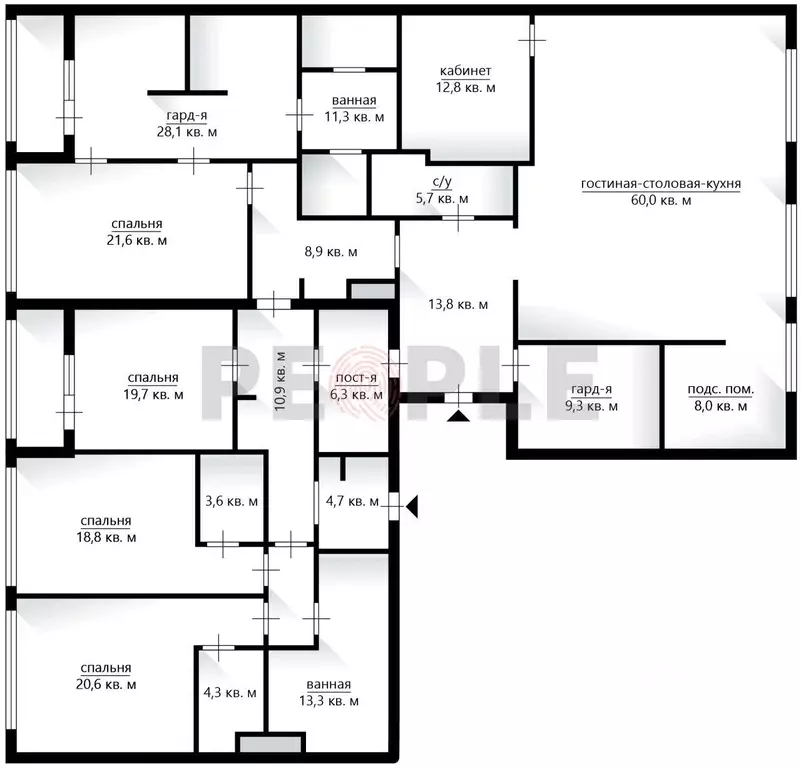 Квартира, 5 и более комнат, 296 м - Фото 2