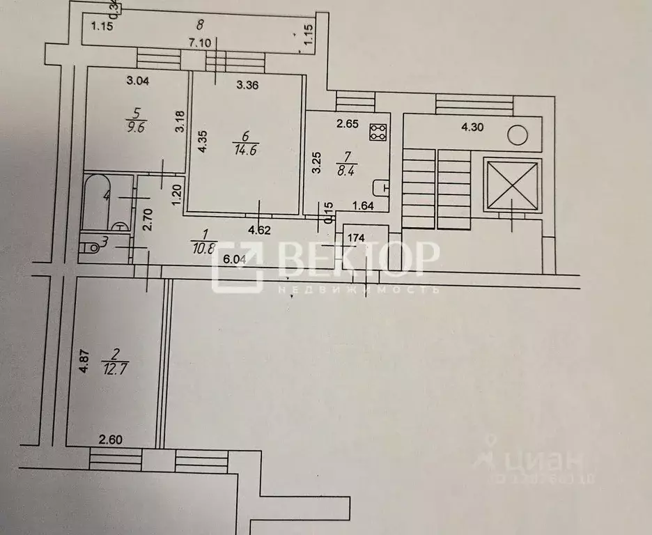 3-к кв. Костромская область, Кострома ул. Ленина, 101 (59.9 м) - Фото 2