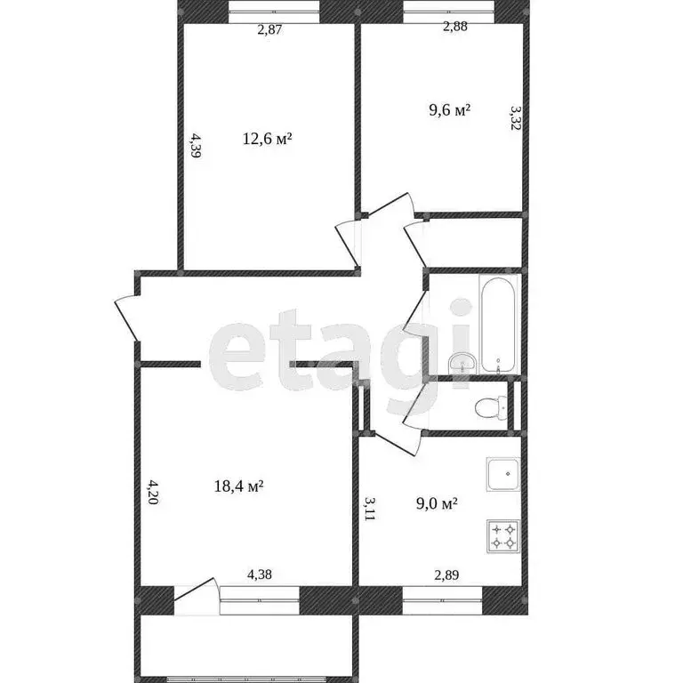 3-комнатная квартира: Тобольск, микрорайон 3Б, 10 (65 м) - Фото 0