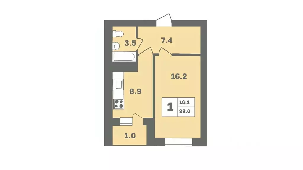 1-к кв. Башкортостан, Уфа Дагестанская ул., лит13 (38.0 м) - Фото 1