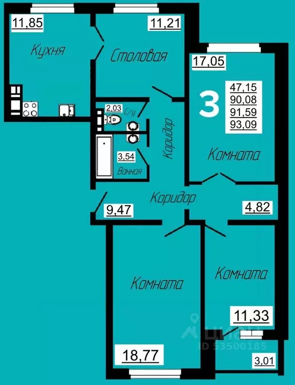 3-к кв. Смоленская область, Смоленск ул. Филатова, 3 (93.09 м) - Фото 0