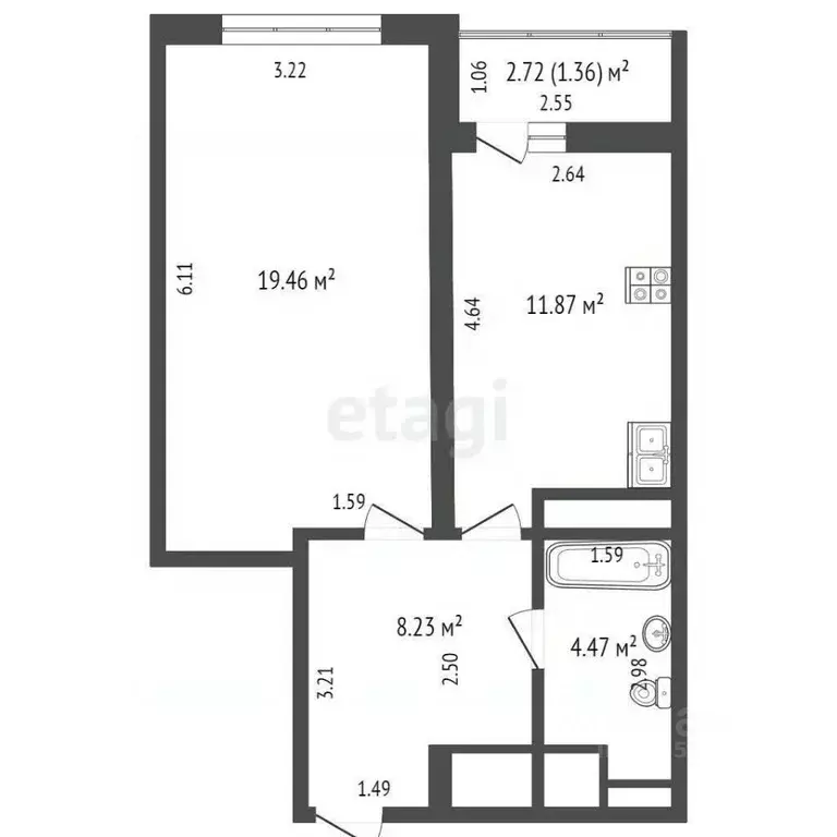 1-к кв. Самарская область, Самара просека 5-я, 147 (44.4 м) - Фото 2