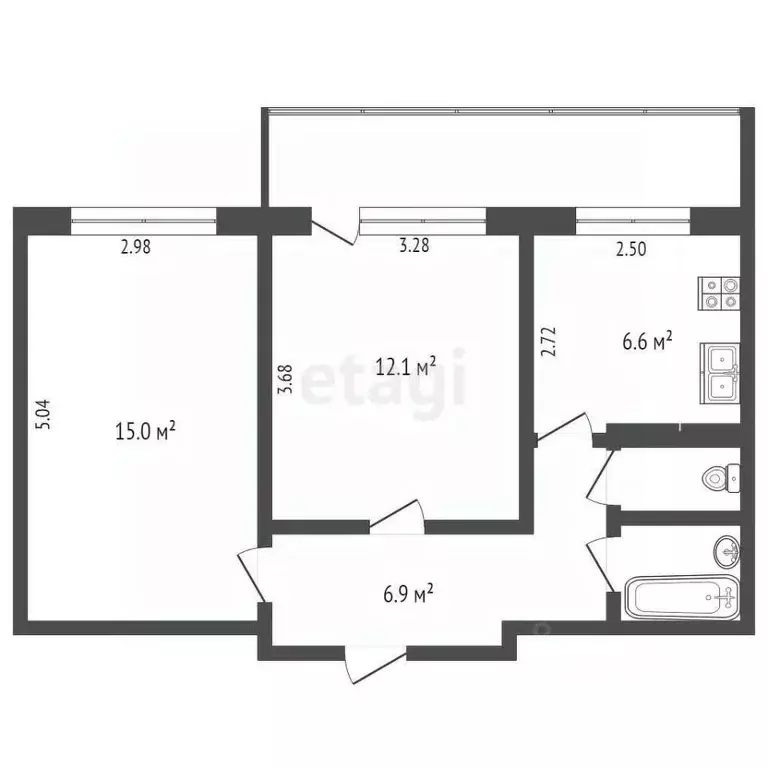 2-к кв. Татарстан, Набережные Челны ул. Шамиля Усманова, 61 (43.5 м) - Фото 1