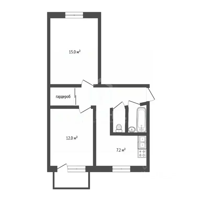 2-к кв. Санкт-Петербург ул. Верности, 46К2 (44.1 м) - Фото 1