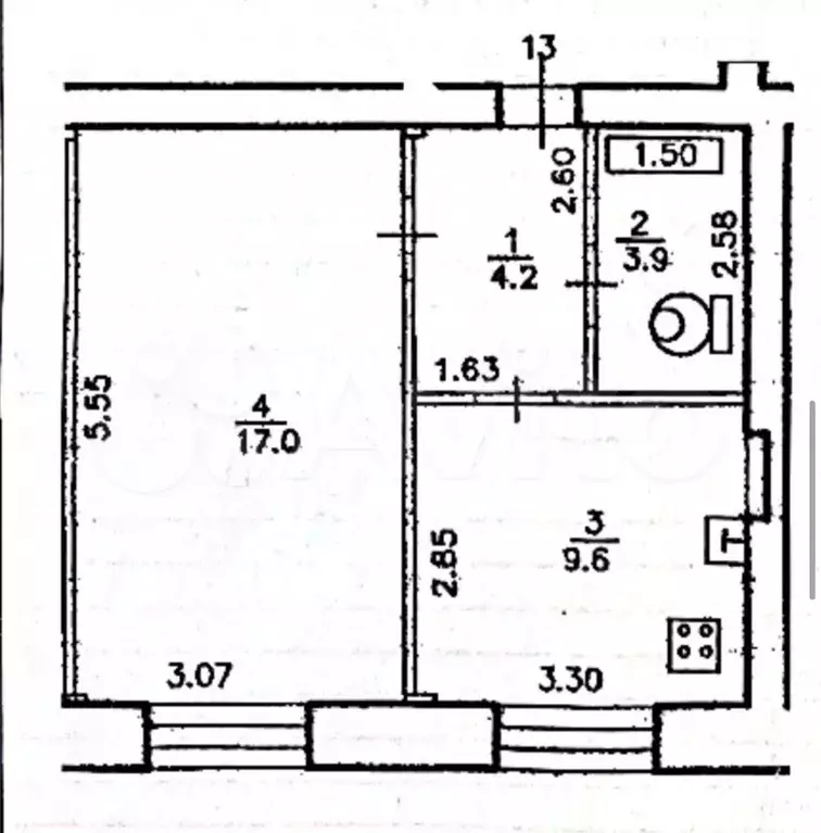 1-к. квартира, 34,7 м, 3/4 эт. - Фото 0