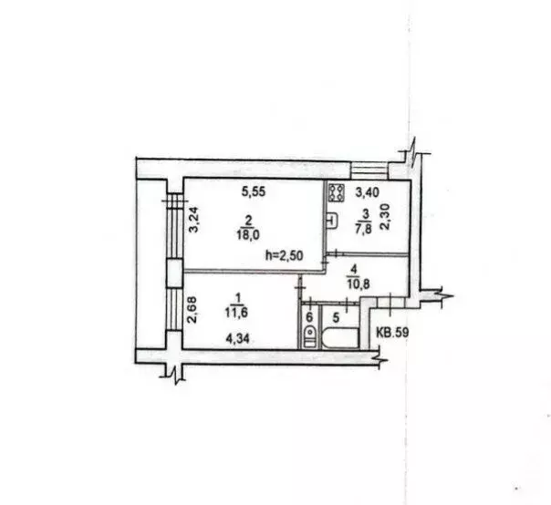 2-комнатная квартира: Хабаровск, Ангарская улица, 13 (52 м) - Фото 2