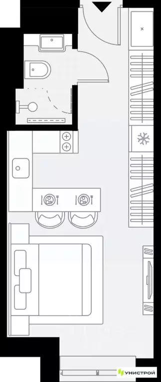 1-к кв. Татарстан, Казань Родины мкр,  (22.06 м) - Фото 1
