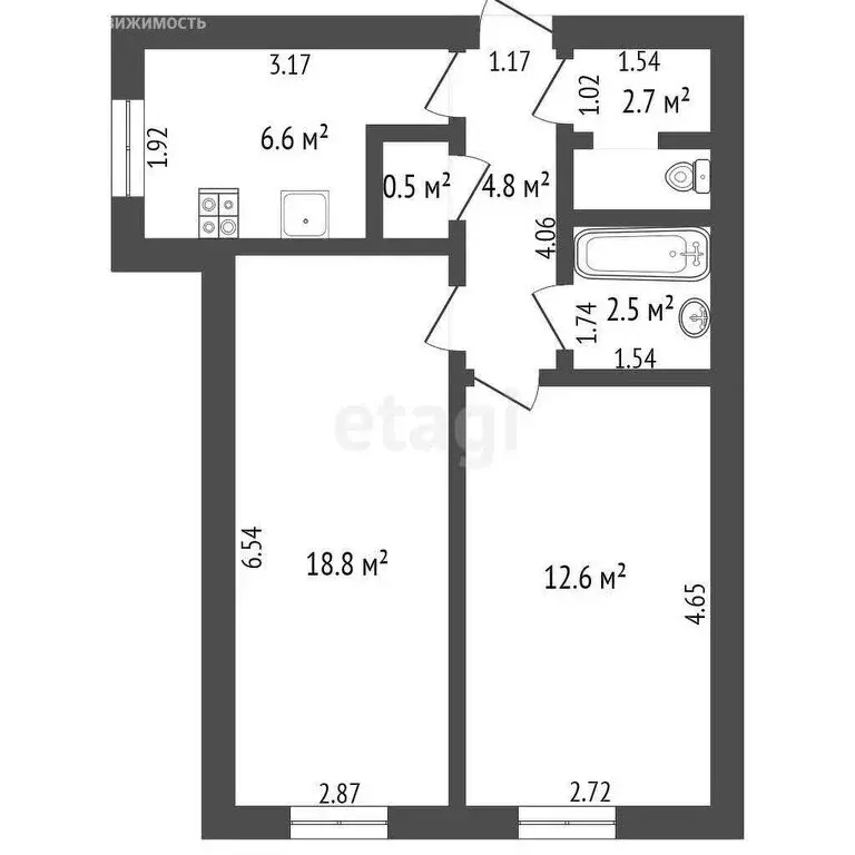 2-комнатная квартира: Ишим, Комсомольская улица, 26 (48.5 м) - Фото 0