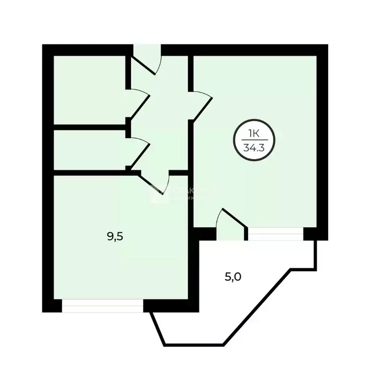 1-к кв. Москва ул. Грина, 34К1 (34.3 м) - Фото 2