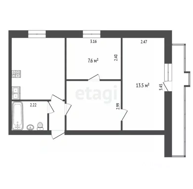 Комната Ульяновская область, Димитровград Западная ул., 20 (56.0 м) - Фото 2