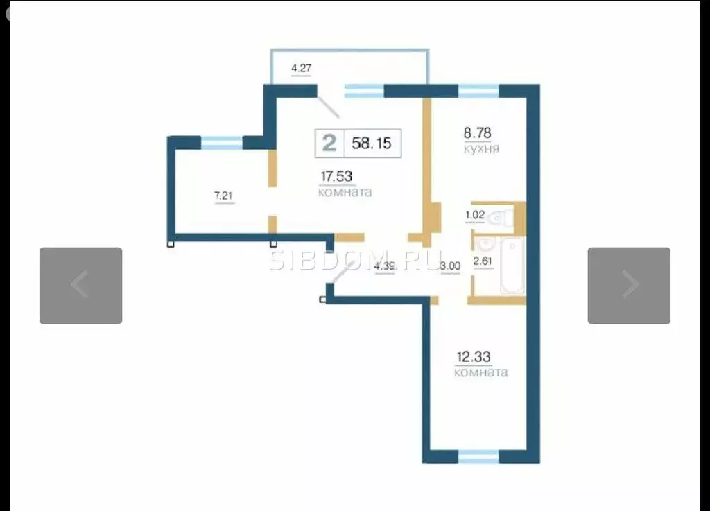 2-комнатная квартира: Красноярск, улица Светлова, 44 (56 м) - Фото 0