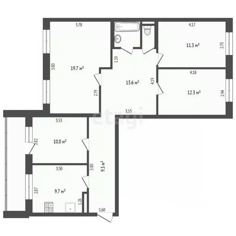 4-к кв. Тюменская область, Тюмень Широтная ул., 156/1 (89.5 м) - Фото 2