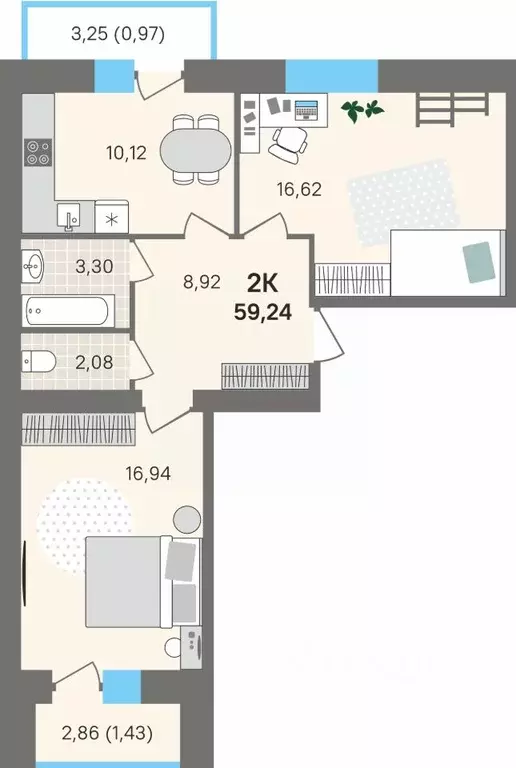 2-к кв. Пермский край, Пермский муниципальный округ, с. Култаево ул. ... - Фото 1