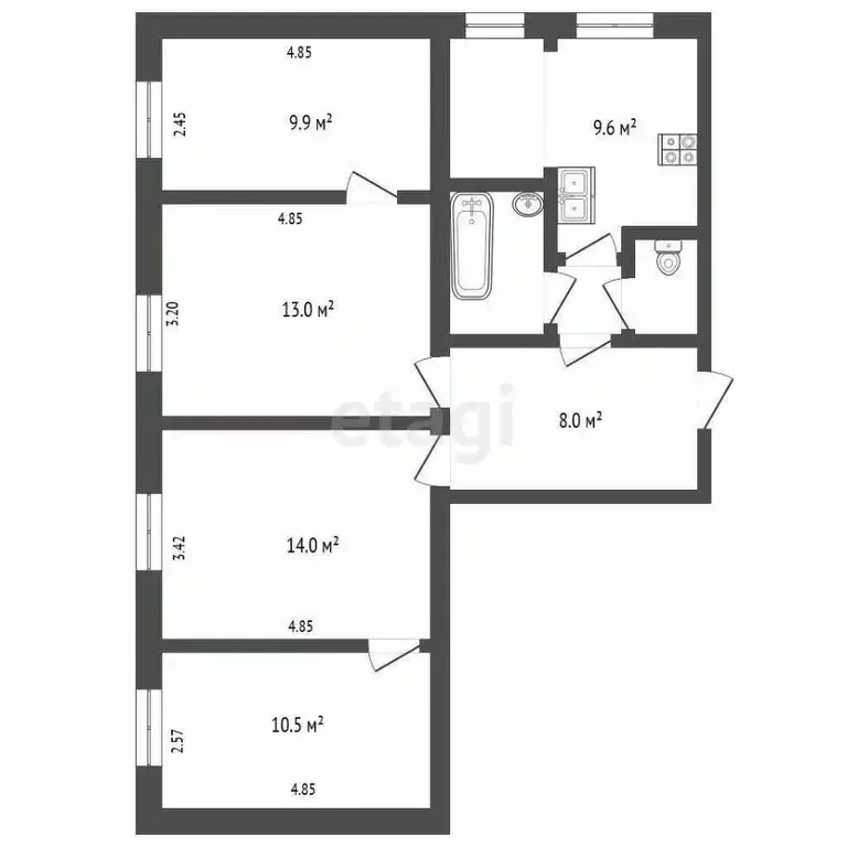 4-к кв. Ярославская область, Ярославль ул. Большая Октябрьская, 69 ... - Фото 2