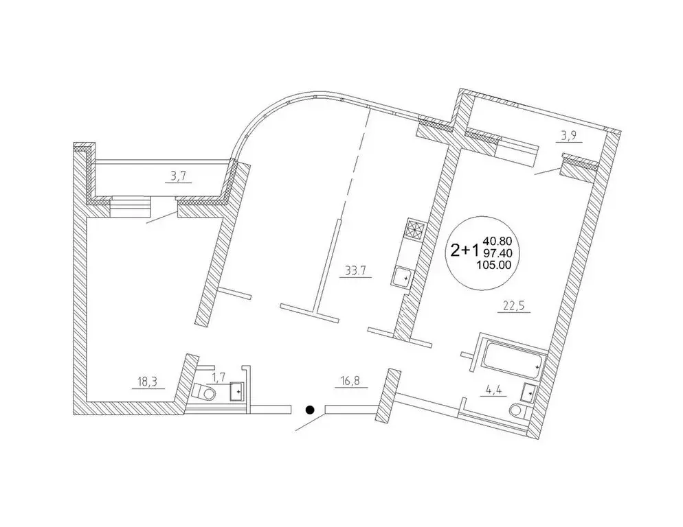 2-комнатная квартира: Тверь, улица Спартака, 2 (105 м) - Фото 1