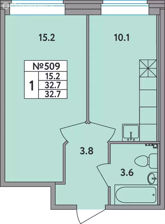 1-комнатная квартира: Новое Девяткино, Главная улица, 2 (32.7 м) - Фото 1