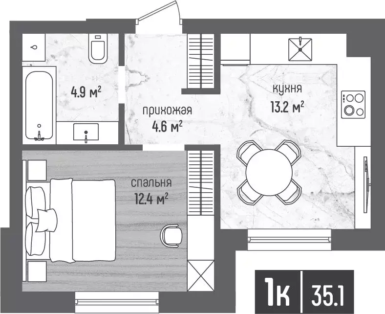 1-комнатная квартира: Калининградская область, Светлогорск (35.1 м) - Фото 0