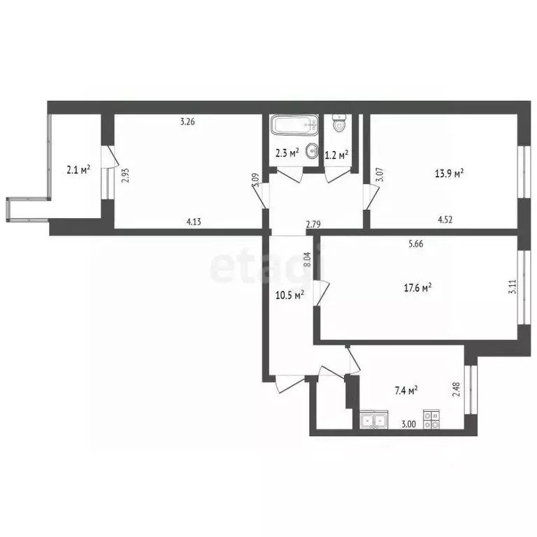 3-к кв. Самарская область, Тольятти Тополиная ул., 32 (66.0 м) - Фото 1