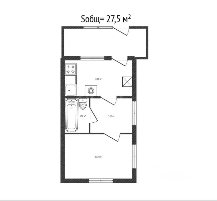 2-к кв. Брянская область, Брянск ул. Победы, 11 (27.5 м) - Фото 2