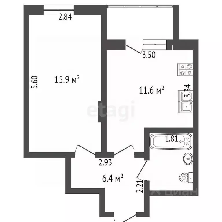 1-к кв. Москва Краснобогатырская ул., 40 (40.5 м) - Фото 2