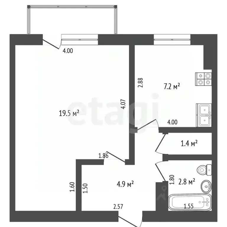 1-к кв. Крым, Красноперекопск 1-й мкр, 1А (36.6 м) - Фото 2