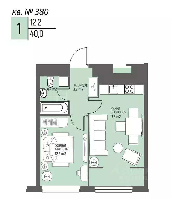 1-к кв. Нижегородская область, Нижний Новгород Спортивный мкр, ... - Фото 1