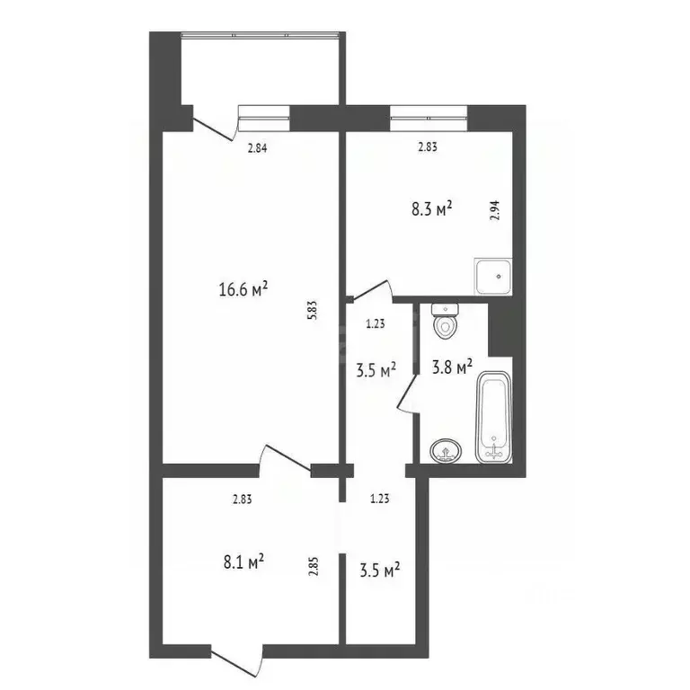 1-к кв. Красноярский край, Красноярск ул. Апрельская, 6Б (43.8 м) - Фото 2