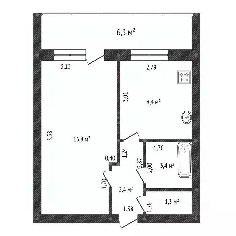 1-к кв. Башкортостан, Уфа Дуванский бул., 29 (36.4 м) - Фото 2