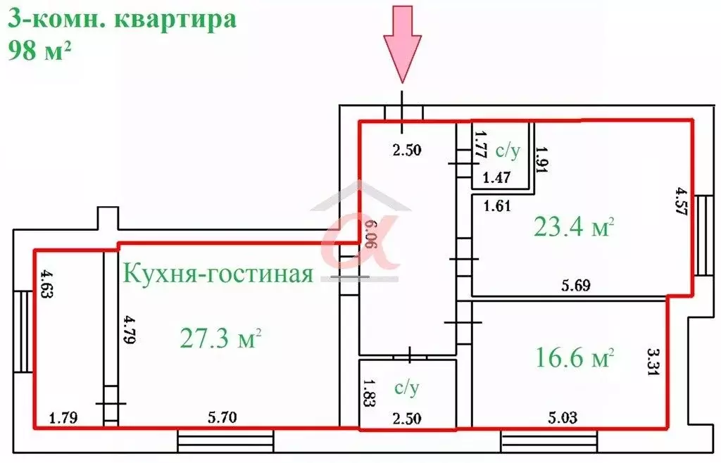 3-к кв. Кемеровская область, Кемерово ул. Тухачевского, 29Бк1 (98.0 м) - Фото 1