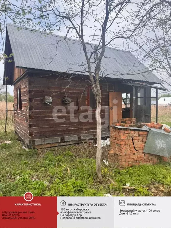 Дом в Хабаровский край, Имени Лазо район, пос. Кутузовка Центральная ... - Фото 1